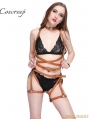 Brown Leather Gothic Harness Bra Belt and Leg Harness