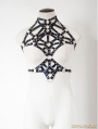 Black Gothic Punk Pentagram Leather Suspender Harness