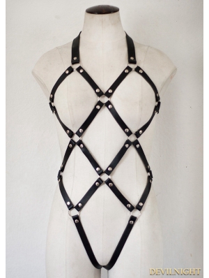 Gothic Sexy Leather Body Bondage Cage Harness