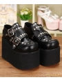 Black Gothic Punk PU Leather Rivet Buckle Belt Platform Shoes