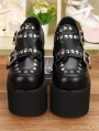 Black Gothic Punk PU Leather Rivet Buckle Belt Platform Shoes