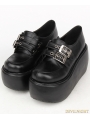 Black Gothic Punk Buckle Belt PU Leather Platform Shoes