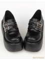 Black Gothic Punk Buckle Belt PU Leather Platform Shoes