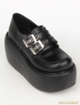 Black Gothic Punk Buckle Belt PU Leather Platform Shoes