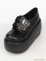 Black Gothic Punk Buckle Belt PU Leather Platform Shoes