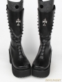 Black Gothic Punk Cross PU Leather High Heel Boots