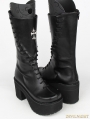 Black Gothic Punk Cross PU Leather High Heel Boots