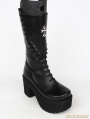 Black Gothic Punk Cross PU Leather High Heel Boots