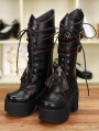 Black Gothic Punk Cross Lace-up Belt PU Leather Boots