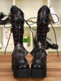 Black Gothic Punk Cross Lace-up Belt PU Leather Boots