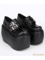 Black Gothic Punk PU Leather Buckle Belt Platform Shoes