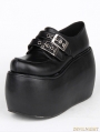 Black Gothic Punk PU Leather Buckle Belt Platform Shoes