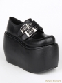 Black Gothic Punk PU Leather Buckle Belt Platform Shoes