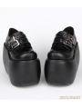 Black Gothic Punk PU Leather Buckle Belt Platform Shoes