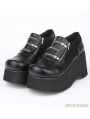 Black Gothic Punk PU Leather Zippers Platform Shoes