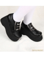 Black Gothic Punk PU Leather Zippers Platform Shoes