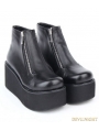 Black Gothic PU Leather Zipper Platform Ankle Boots