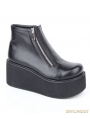Black Gothic PU Leather Zipper Platform Ankle Boots