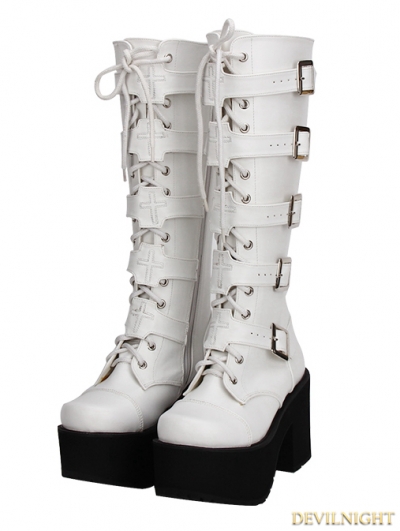 White goth sales boots