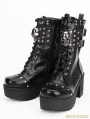 Black Gothic Punk Rock PU Leather Skull Boots