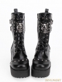 Black Gothic Punk Rock PU Leather Skull Boots