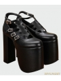 Black Gothic PU Leather High Heel Shoes