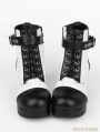 Black and White Gothic Punk PU Leather Buckle Belt Ankle Boots