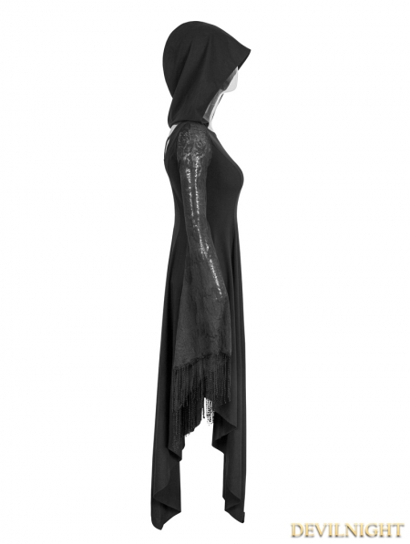Black Gothic Dress with Back Spider Net - Devilnight.co.uk