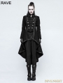 Black Gothic Military Uniform Worsted Long Coat for Women