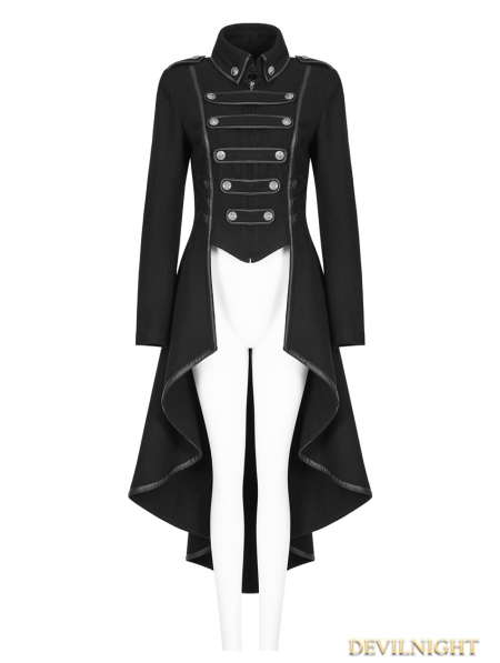 Black Gothic Military Uniform Worsted Long Coat for Women - Devilnight ...