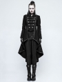 Black Gothic Military Uniform Worsted Long Coat for Women