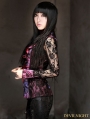 Black and Red Rose Pattern Gothic Long Lace Sleeves Blouse for women