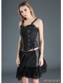 Black Steampunk Short PU Skirt with Pocket Bag