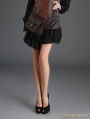 Coffee Steampunk Short PU Skirt with Pocket Bag