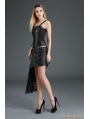 Black Gothic Punk Irregular PU Leather Lace Skirt