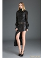 Black and Coffee Gothic Punk Irregular PU Leather Lace Skirt