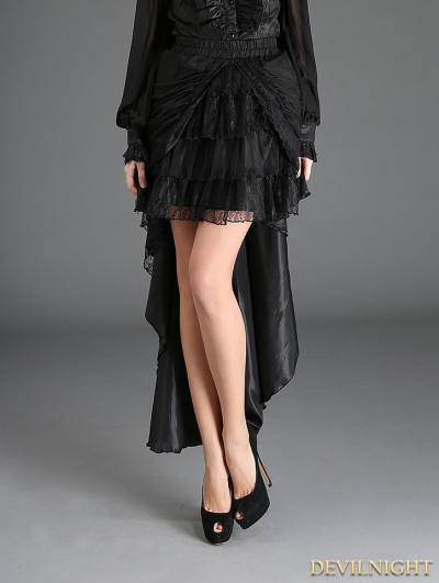 Black Gothic Irregular Lace Tailed Skirt