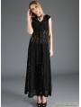 Black Gothic Lace Sleeveless Long Hoodie Outfit for Women