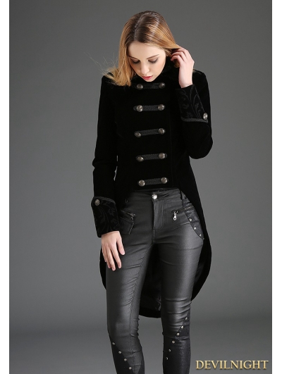 Black Swallow Tail Double-Breasted Gothic Coat for Women