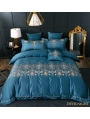Blue Gothic Vintage Palace Embroidery Comforter Set
