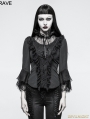 Black Vintage Gothic Three-Quarter Sleeve Shirt for Women