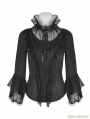 Black Vintage Gothic Three-Quarter Sleeve Shirt for Women