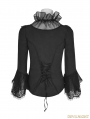 Black Vintage Gothic Three-Quarter Sleeve Shirt for Women