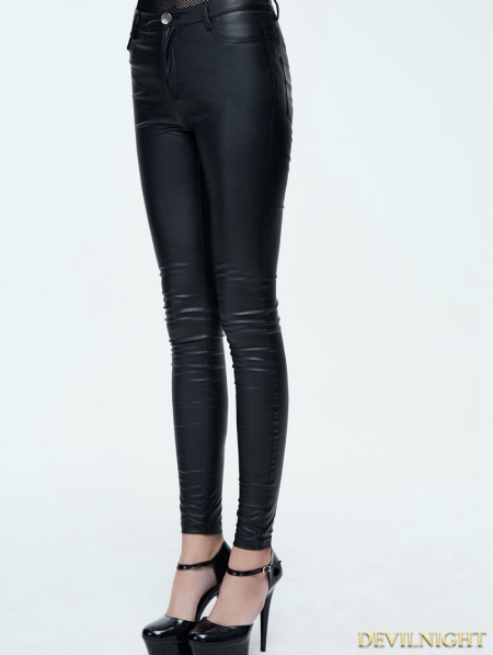 Black Simple Gothic PU Leather Legging for Women - Devilnight.co.uk