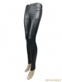 Black Simple Gothic PU Leather Legging for Women