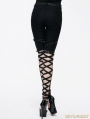 Black Gothic Punk Lace-up Hollow-Out Buckle Belts Womens Pants