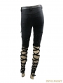 Black Gothic Punk Lace-up Hollow-Out Buckle Belts Womens Pants