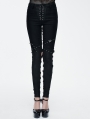 Black Gothic Punk Lace-up Hollow-Out Buckle Belts Womens Pants