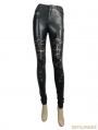 Black Gothic Flower Hollow-Out Legging for Women