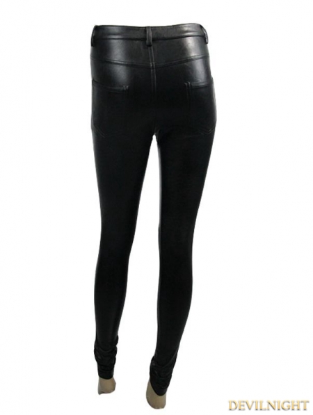 Black Gothic Flower Hollow-Out Legging for Women - Devilnight.co.uk